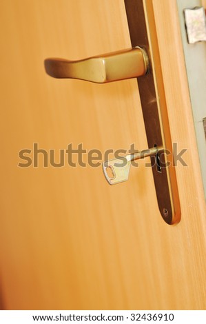 wooden door handle at home indoor representing secure and safety concept
