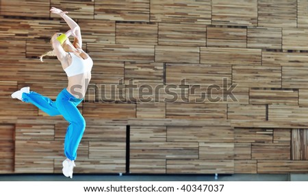 one young healthy woman exercise fitness recreation and yoga indoor