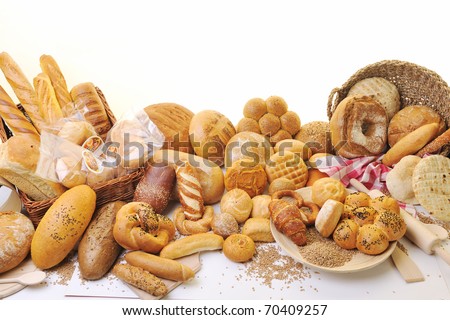 fresh healthy natural  bread food group in studio on table
