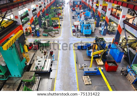 industry factory iron works steel and machine parts modern indoor hall for assambly