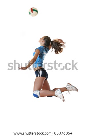 volleyball game sport with neautoful young girl oslated onver white background volleyball game sport with neautoful young girl oslated onver white background