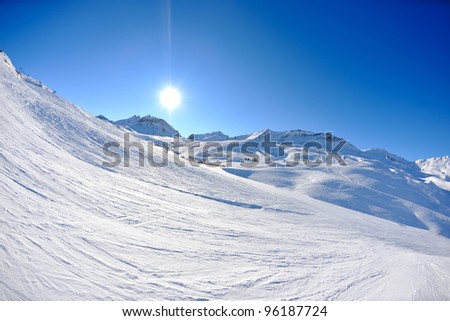 High mountains under fresh snow in the winter  season