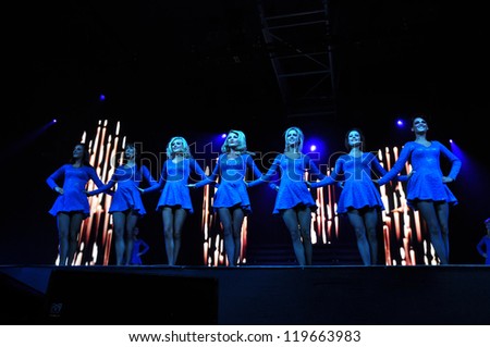 CLUJ NAPOCA - OCTOBER 9: Dancers from the irish Lord of the Dance group performing live at Transylvania International Music and Art Festival on  Oct. 9, 2012 in Cluj, Romania