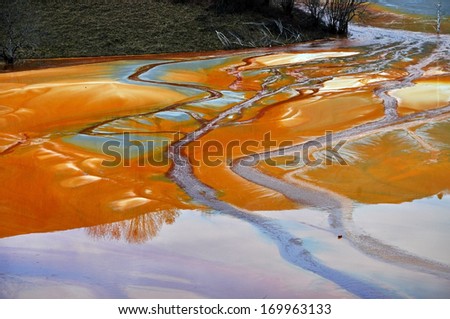 Contaminated lake water. Geamana, Rosia Montana, Romania