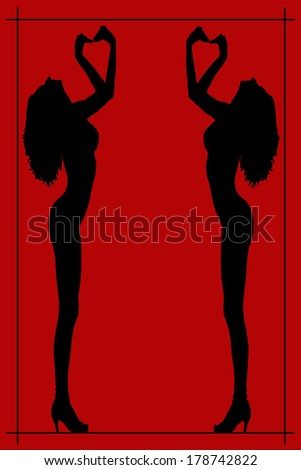 Silhouette of a nude woman poster on red