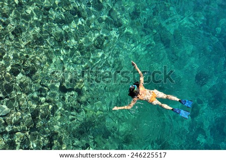 Woman snorkeling at Phi Phi Island, Phuket, Thailand
