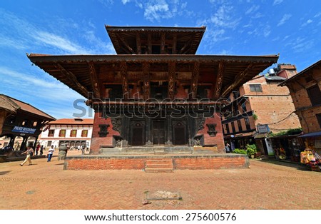 BHAKTAPUR - OCTOBER 10: Unesco heritage architecture of Bhaktapur, now destroyed after the massive earthquake that hit Nepal on April 25, 2015. On October 10, 2013 in Bhaktapur, Kathmandu, Nepal