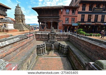 BHAKTAPUR - OCTOBER 10: Unesco heritage architecture of Bhaktapur, now destroyed after the massive earthquake that hit Nepal on April 25, 2015. On October 10, 2013 in Bhaktapur, Kathmandu, Nepal