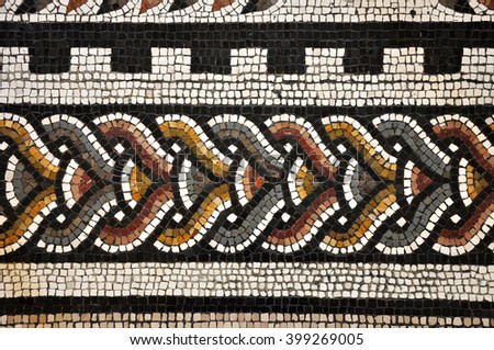 VATICAN, ITALY - MARCH 14, 2016: The mosaic tiled floor in the Greek Cross Hall is one of the major attractions of the Vatican Museum and is visited every year by crowds of people