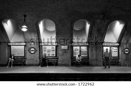Black & White: Baker Street Station in the London Underground