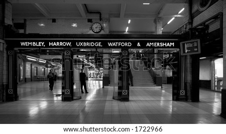 Black & White. Baker Street Station in the London Underground
