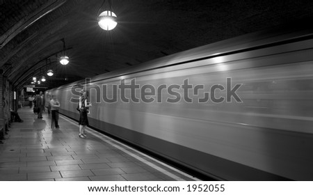 The Tube, London underground in Black and White - Baker Street Station