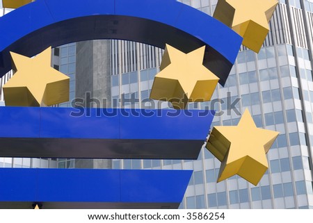 Euro and the European Central Bank. Frankfurt, Germany.