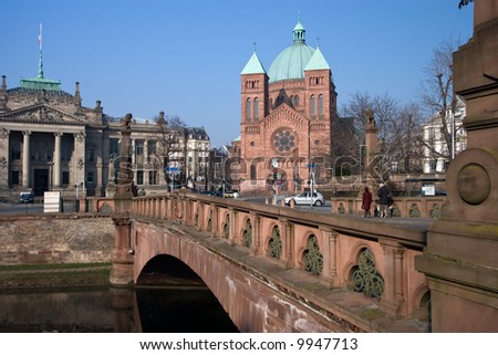 The Palace of Justice and the Church of Ste Marie-Madeleine in Strasbourg.