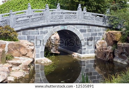 The new Chinese Bridge in Frankfurt\'s Chinese Gardens