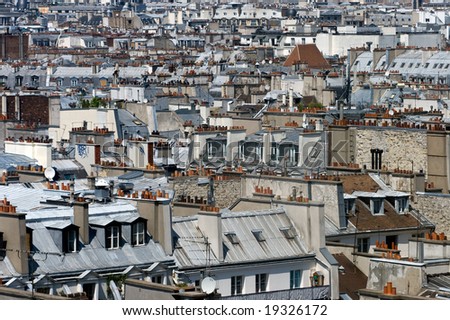 High urban density in central Paris, France.