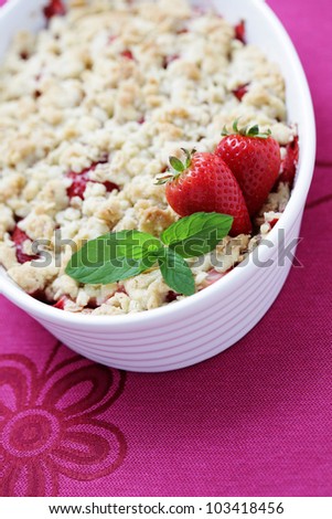 strawberries and rhubarb cake - sweet food
