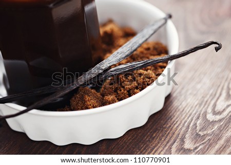 homemade sauce caramel with sugar and vanilla - sweet food