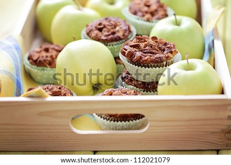 delicious apple muffins with cinnamon and almonds - sweet food