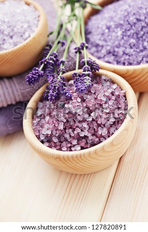 bowl of lavender bath salt - beauty treatment