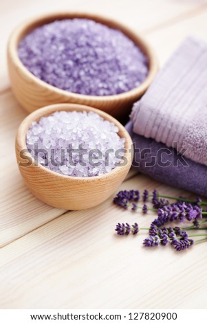 bowl of lavender bath salt - beauty treatment