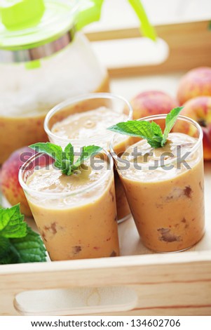 delicious and cold peach coctail - food and drink