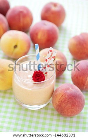 delicious and fresh peach smoothie  - food and drink
