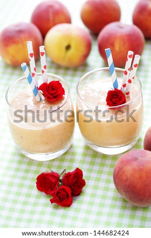 delicious and fresh peach smoothie  - food and drink