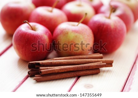 delicious red apples with cinnamon - fruits and vegetables