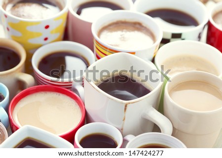lots of coffee in different cups - coffee time