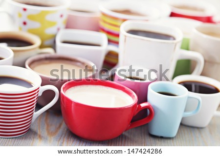 lots of coffee in different cups - coffee time