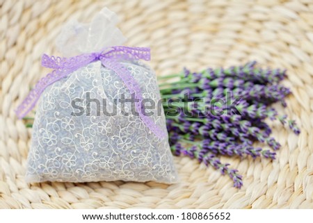 potpourri bag with fresh lavender flowers