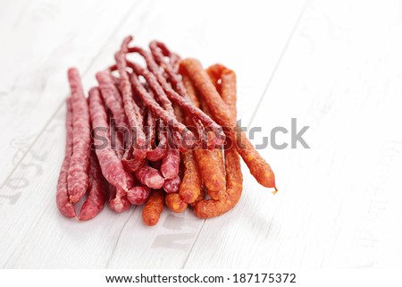 Polish long thin dry sausage made of pork and beef - food and drink