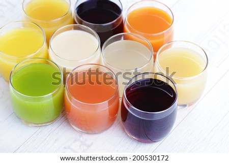 lots of various fruity juice - drink and beverages