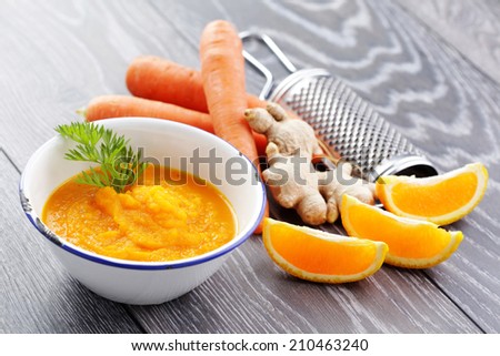 carrot and orage cold soup - food and drink