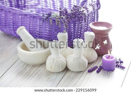 herbal compress balls for spa treatment and lavender - beauty treatment