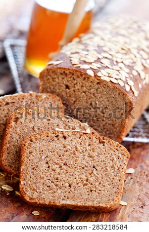 homemade bread with honey and oats - food and drink