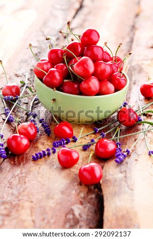 bowl of fresh red cherries - fruits and vegetables