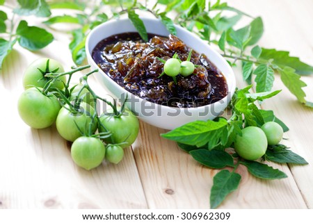 homemade green tomatoes jam - fruits and vegetables