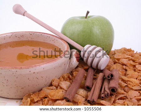 on diet - green apple, cinnamon sticks, honey and corn-flakes