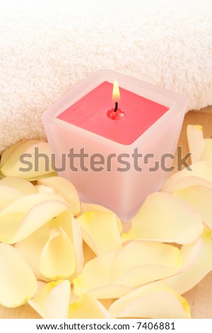 beauty treatment - towel candle and roses - everything you need to have some relax