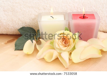 beauty treatment - towel candles and roses - everything you need to have some relax