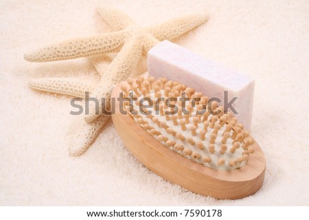 bath accessories - towel soap and bath brush