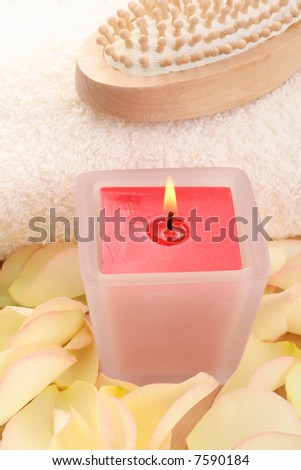 beauty treatment - towel candle and roses - everything you need to have some relax