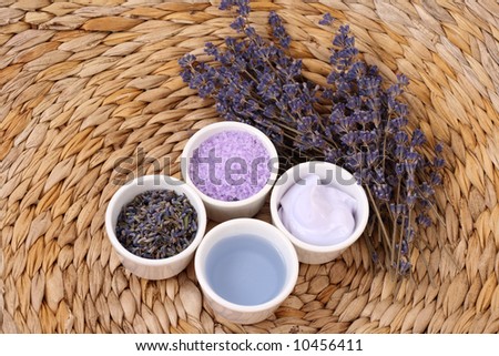 aromatic lavender bath - bath salt bath gel and lavender flowers