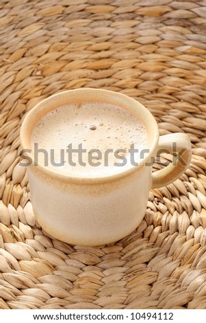 cup of hot coffee with milk - food and drink