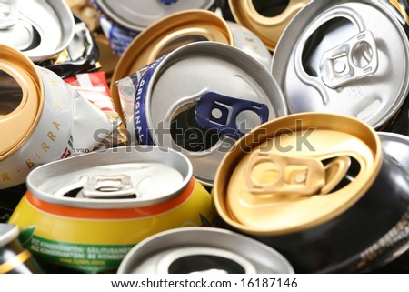 background of empty cans - recycling idea