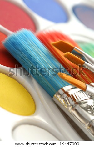watercolour paints and lots of brushes - art and craft