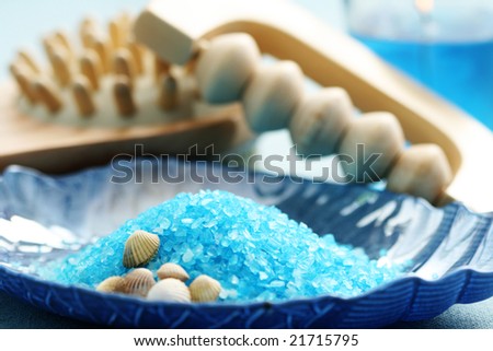 sea bath salt and blue accessories - body care