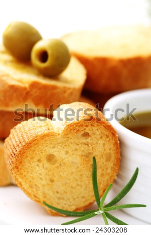 baguette and olive oil - delicious snack - food and drink
